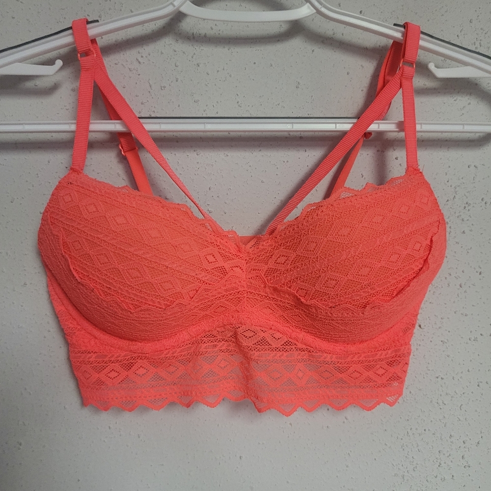 PINK Lace Strappy Orange Bralette
